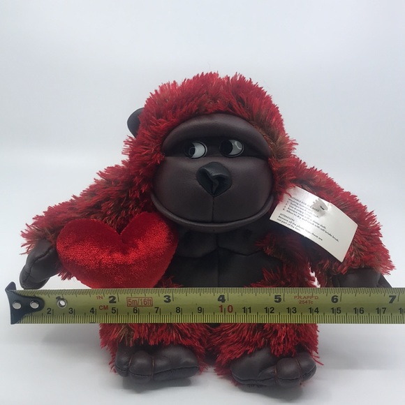 Dan Dee Plush Valentines Red Faux Leather Gorilla Stuffed Animal - Picture 7 of 8